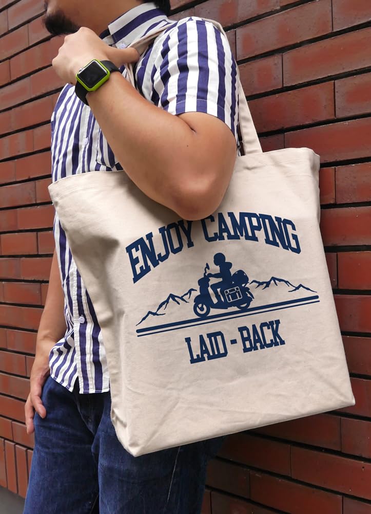 2D COSPA Camp SEASON Silhouette Bike Shima Rin Large Tote Bag NATURAL [Official] "Laid-Back 3"