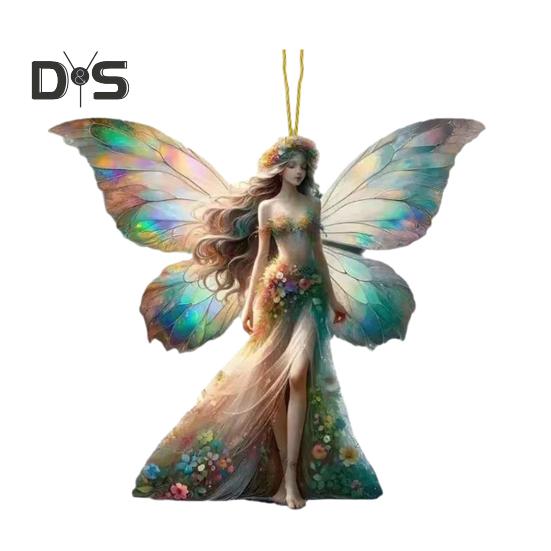 Automobile Pendant 2D Acrylic Colorful Butterflies Fairy Charm Car Decoration Car Rearview Mirror Hanging Ornament