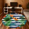 1pc Tropical Leaves Stripes Round Chair mat office Area Rug - Non-Slip, Floor Mat for Office, Bedroom, and Indoor Decor p127183