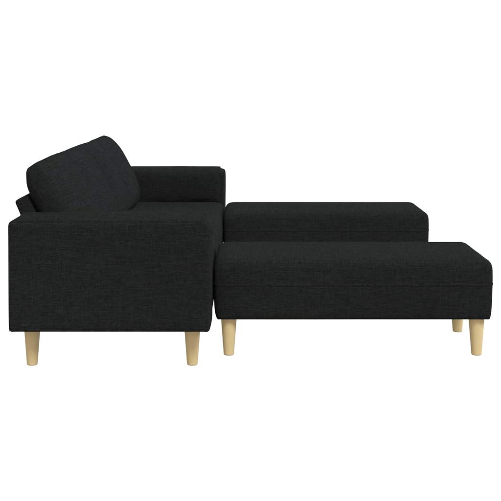 Living Room Sofa Set 3 pcs Black Polyester