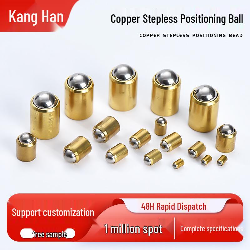 Stepless Brass Spring Plunger with Glass Ball, Stainless Steel Ball, and Copper Material