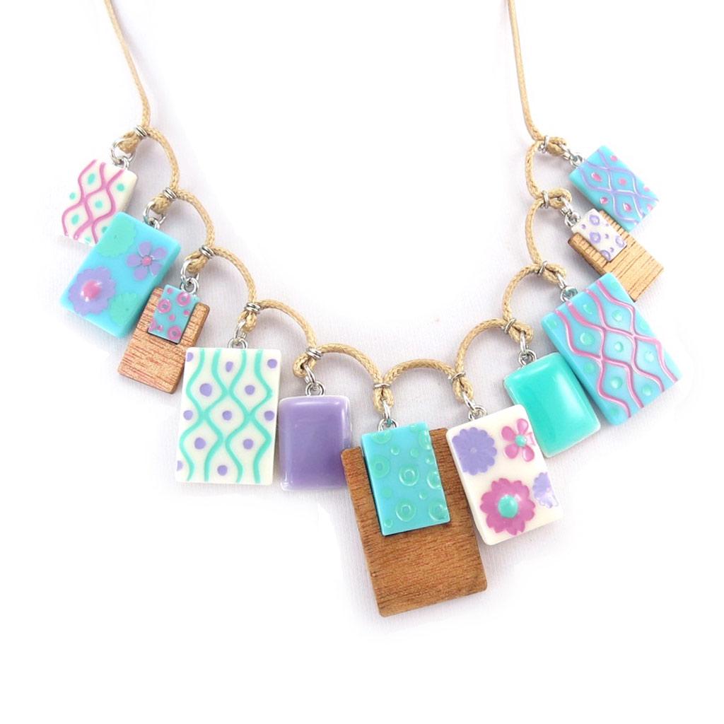NOA [K0187] - Collier Créateur 'Bora Bora' turquoise mauve