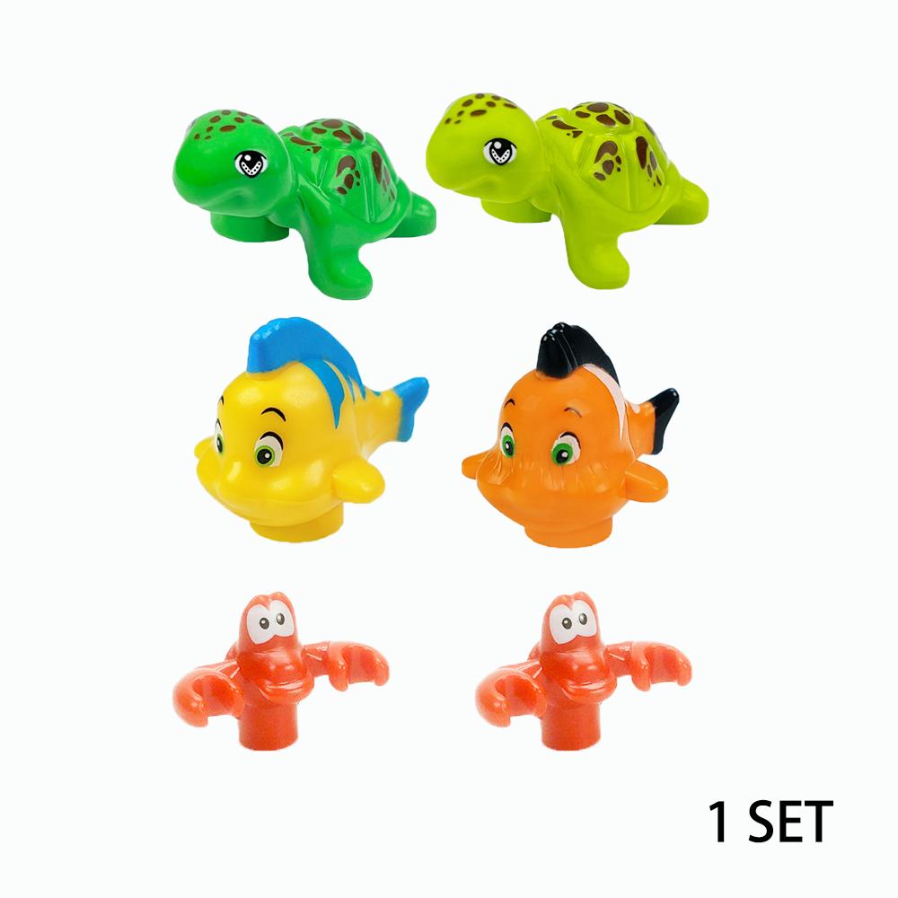 MOC Toys Sea Animals World Building Blocks Sets Dolphin Shark Devil Fish shell Seaweed Lobster Crab Coral Shell Gifts