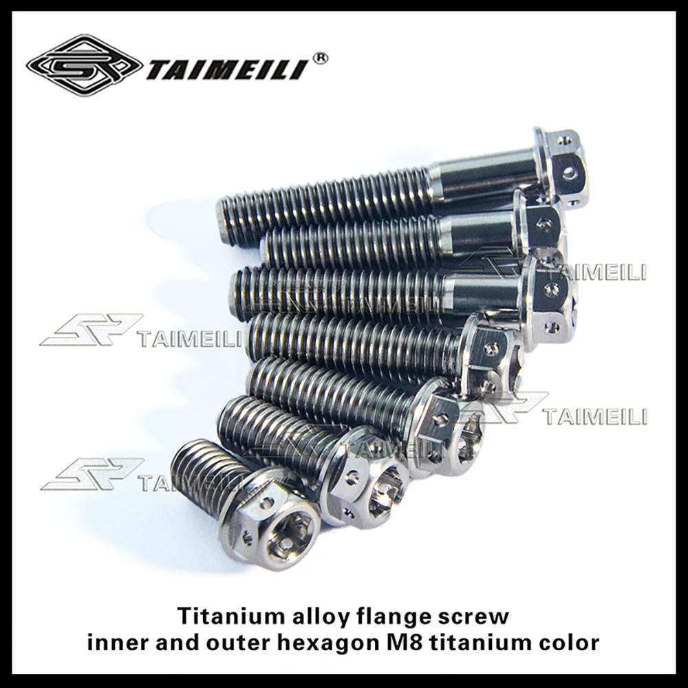 Titanium bolt GR5 flange head inside and outside hexagon head M8 M10x20-90mm motorcycle refitted bolt repair replacement scre