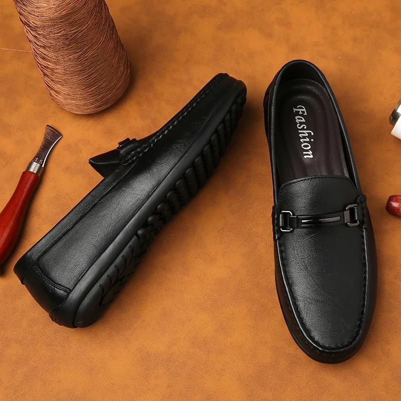 Fashion Men's Loafers Genuine Leather Men Shoes Handmade Male Casual Driving Flats Leisure Slip-on Comfy Moccasins Soft Business Shoes