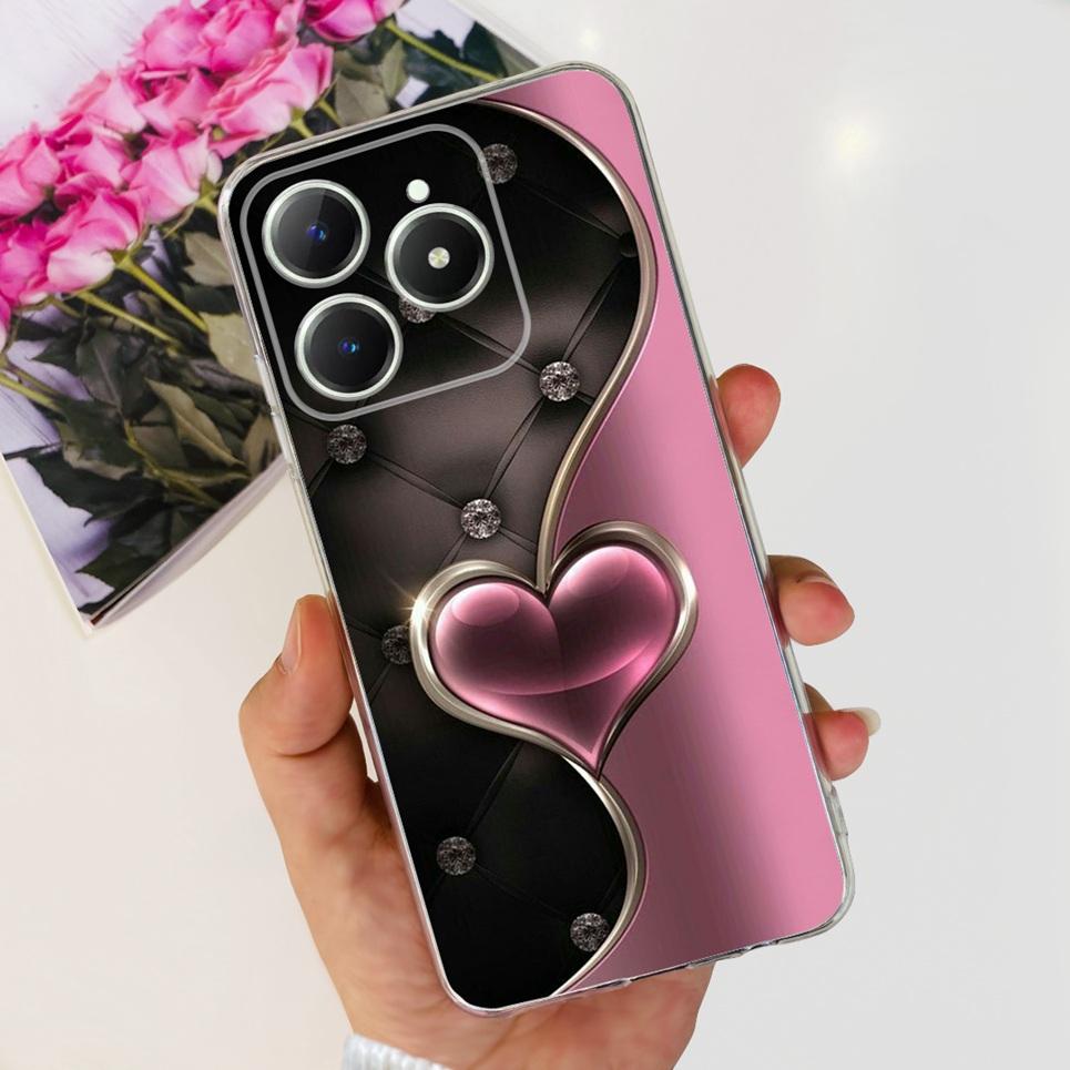 Couple Love Heart Back Case For Realme Narzo N61 N63 Realme C63 C61 Transparent Soft TPU Slim Silicone Phone Cover Fashion Capas
