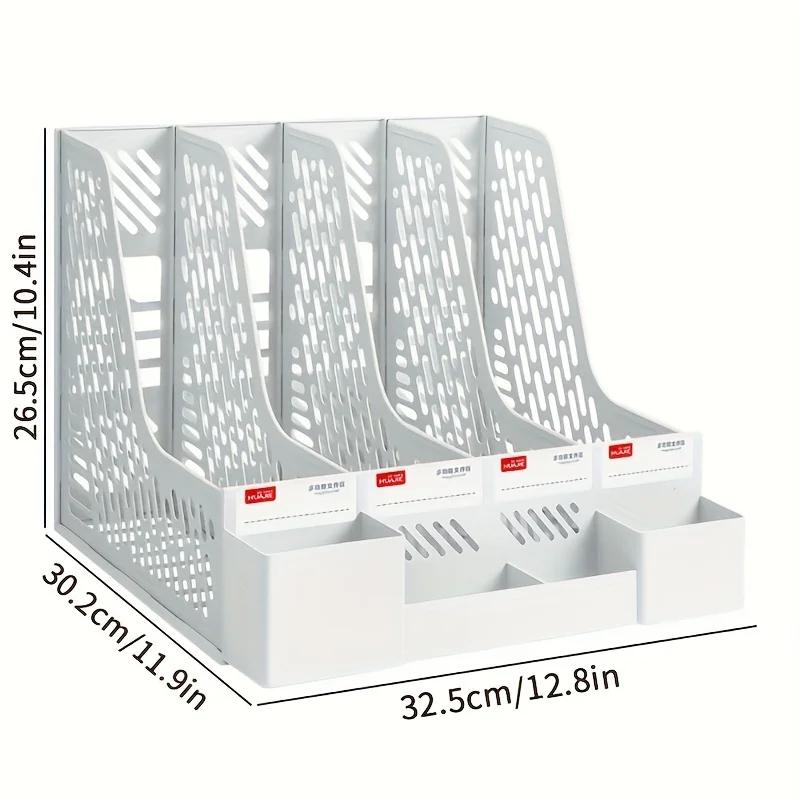 4 Packs Plastic Desk Organizer File Folder, Desktop Magazine Holder, Office File Sorter Rack, Vertical File Dividers