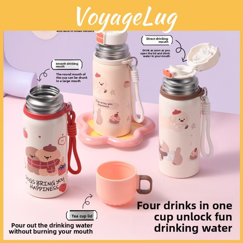 Childrens Cartoon Dog Thermos Flask With Large Capacity And Pullup Straw For Travel And Play