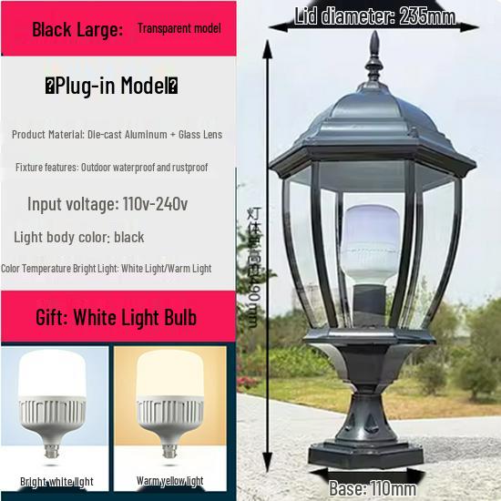 Wasserdichte Außen-Säulenleuchte im europäischen Stil für Zäune und Torpfosten