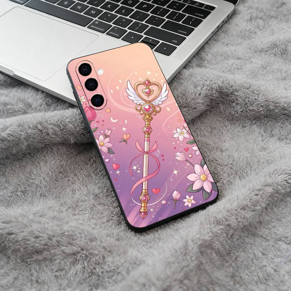 

S-Sailor- Moon Black Soft Silicone Phone Case for Samsung Galaxy A73, A71, A72, A70, A53, A52, A51 Samsung a12