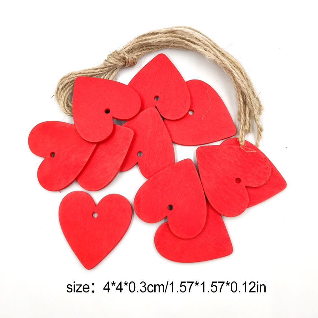 1 Set Wood Slices Including Rope Love Heart Shaped Hand-made Wooden Chips Lovely House Adorn for Party Scrapbooking Photo Album