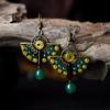 Orecchini etnici Orecchini pendenti in pietra verde gialla per donna Orecchini pendenti in rame Moda gioielli vintage