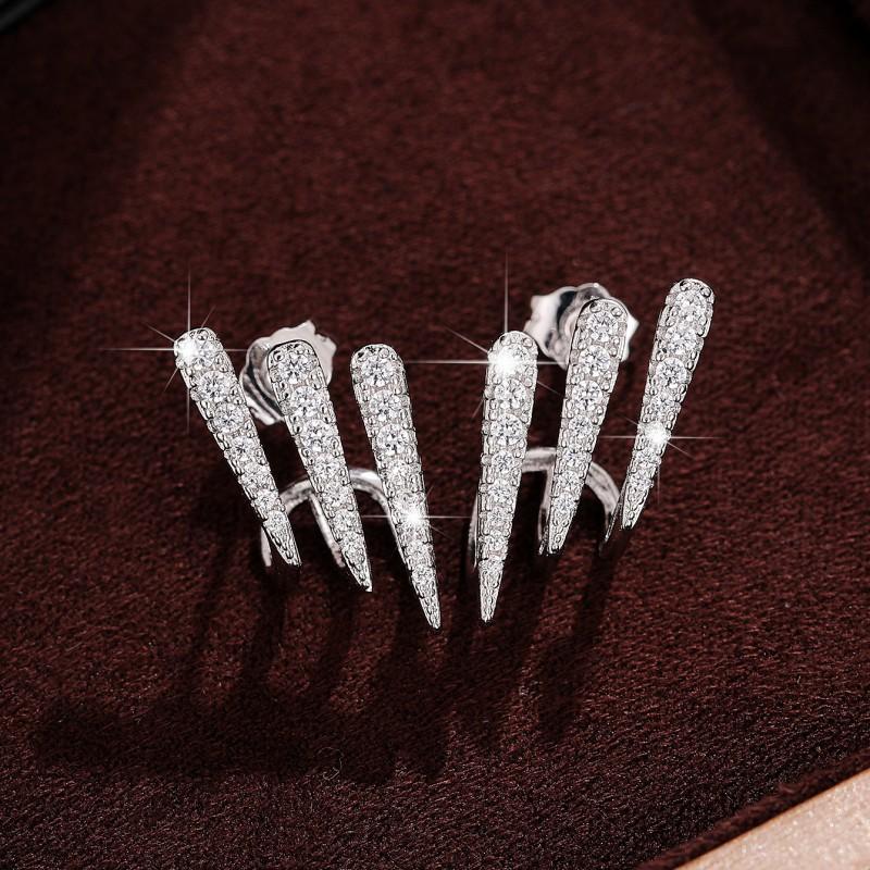 1 Pair, Fashionable, Inlaid Synthetic Zircon, Niche, Versatile, Premium Stud Earrings