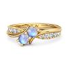 Moonstone Twin Stone Pave Bypass Ring - 925 Sterling Silver Gold Vermeil