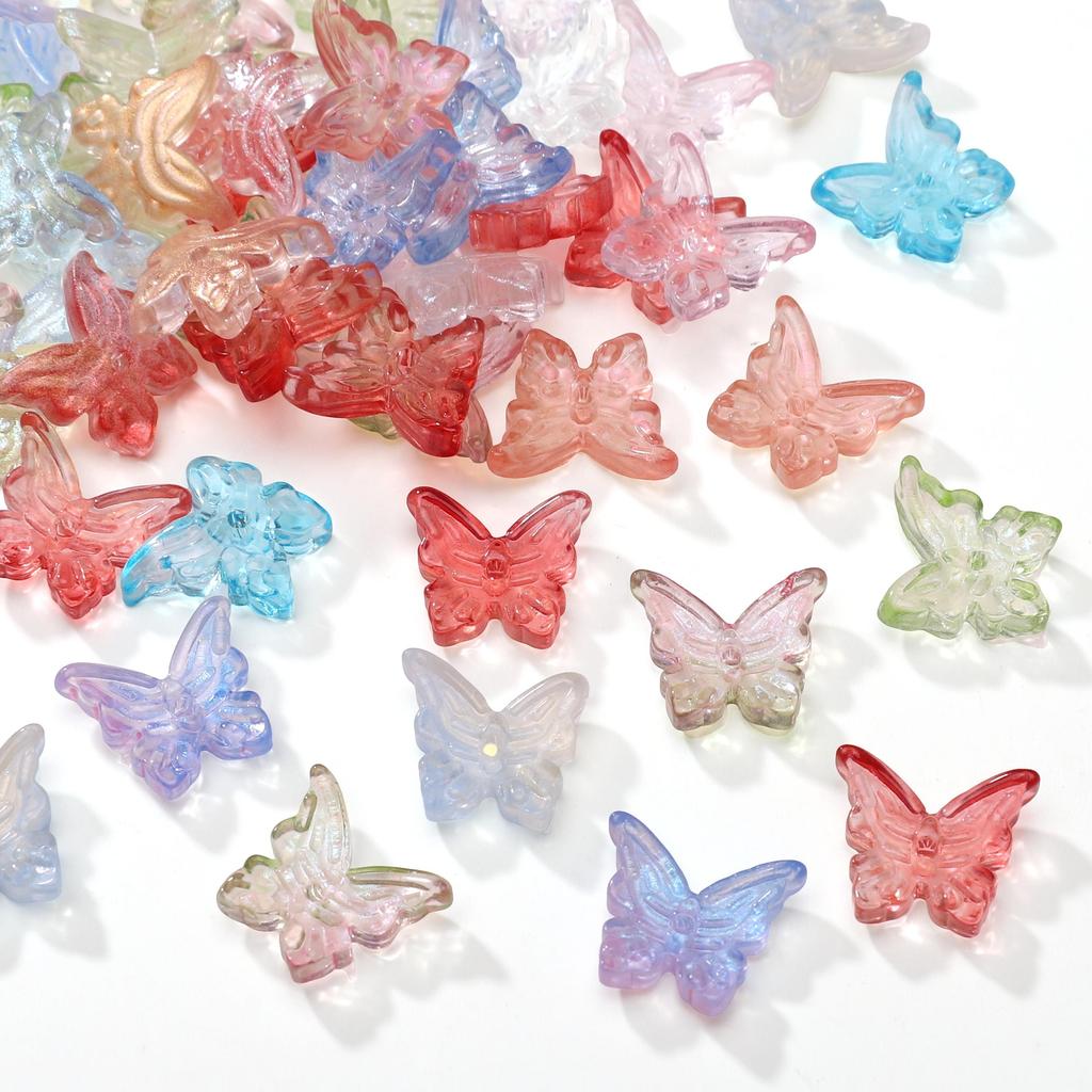 10 ks Skleněné motýlkové korálky s ocáskem Volné distanční korálky pro výrobu šperků DIY Náramek Náhrdelník
