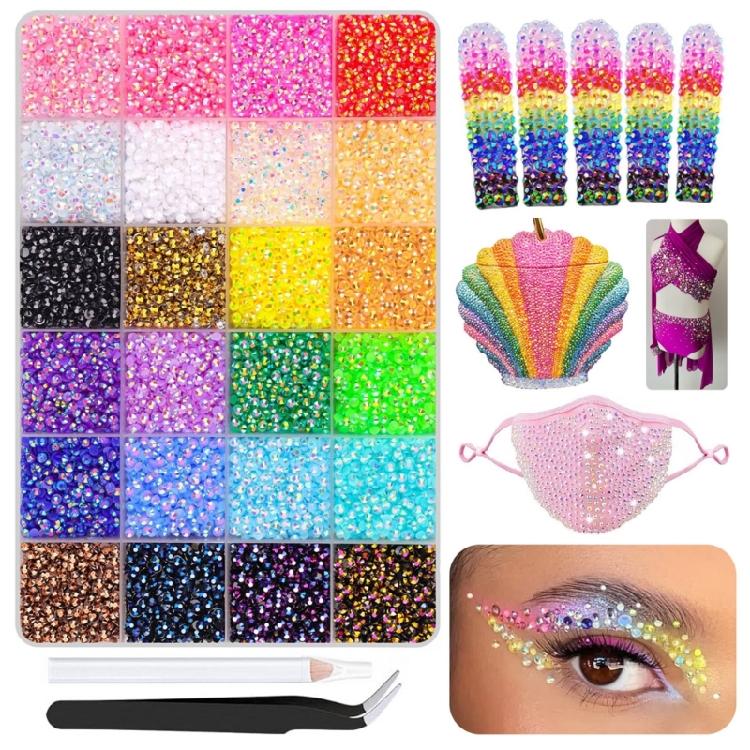 Fashion Art Rhinestones Set With 6 Different Styles Temperature Resistant Flat Back Items For Fabric Projects