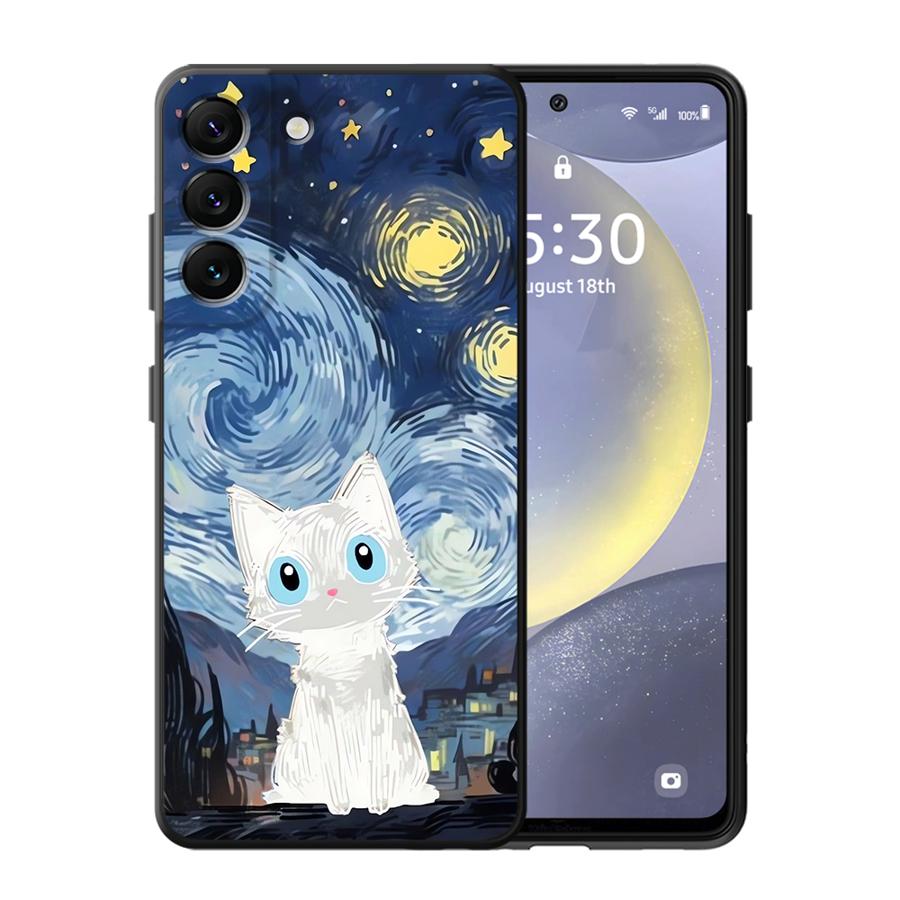 Van Gogh Sterrennacht Kat Telefoonhoesje voor Samsung Galaxy A57 A25 A23 A52 A36 A53 A35 A37 A22 A32 A73 A51 A26 A24 A55 A72 Galaxy A72
