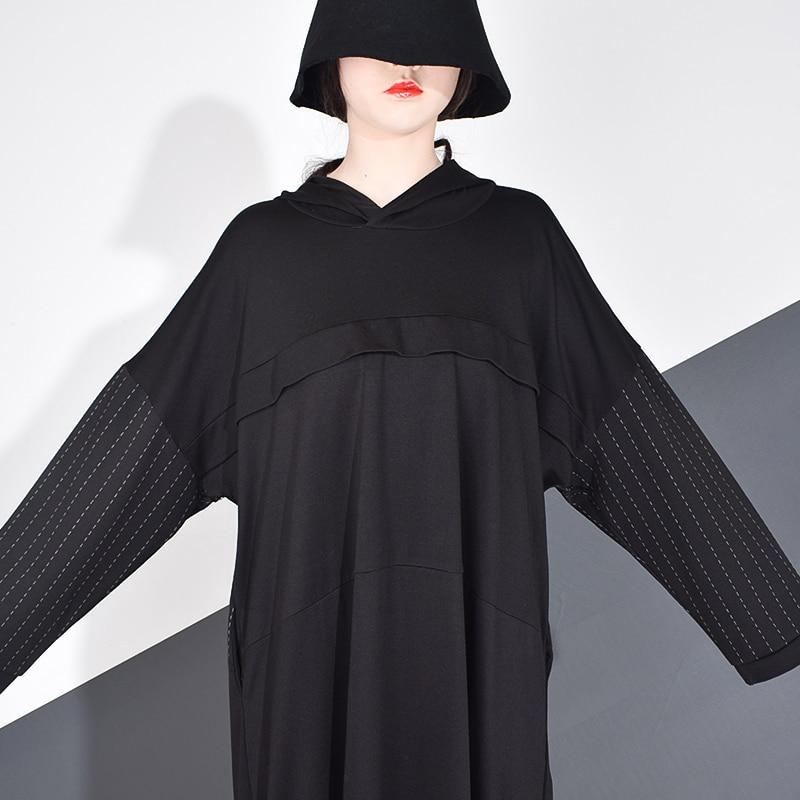 XITAO Patchwork Women Clothes Fashion Hooded Collar Dress LJT3519