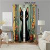 2 pcs   versatile polyester transparent curtains for home decoration Charming Rustic Black Cat & Floral for use in bedrooms and