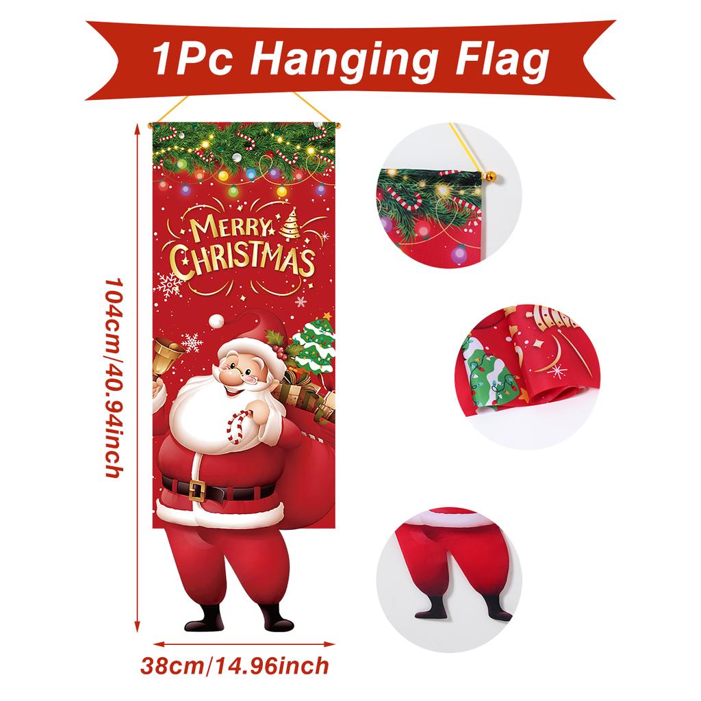 Christmas Santa Claus Hanging Flag Navidad Natal Noel Tree Door Banner Christmas Decorations For Home 2025 Happy New Year 2026