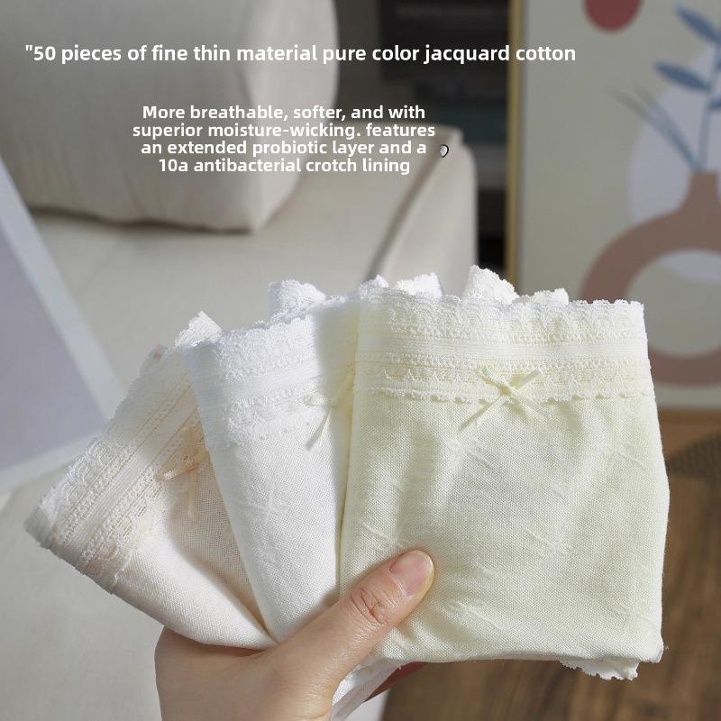 Damen Frühlings- und Sommer-Spitzen-Baumwoll-Antibakterielle Slips mit verlängertem Schritt, spurlos, bequem