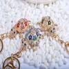 Keychain Sparkling Rhinestones Inlaid Turtle Design Keychain Pendant Enamel Oil Drip Process Spring Buckle Key Holder Car Key Bag Accessory