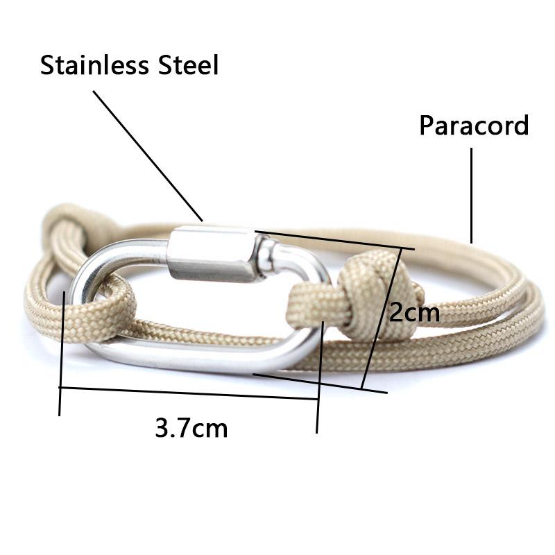 Pulsera de Paracord con Mosquetón Noter Para Hombres Aventura al Aire Libre Pulsera de Rescate de Emergencia Regalo Para Novio Pulsera Hiphop Rock
