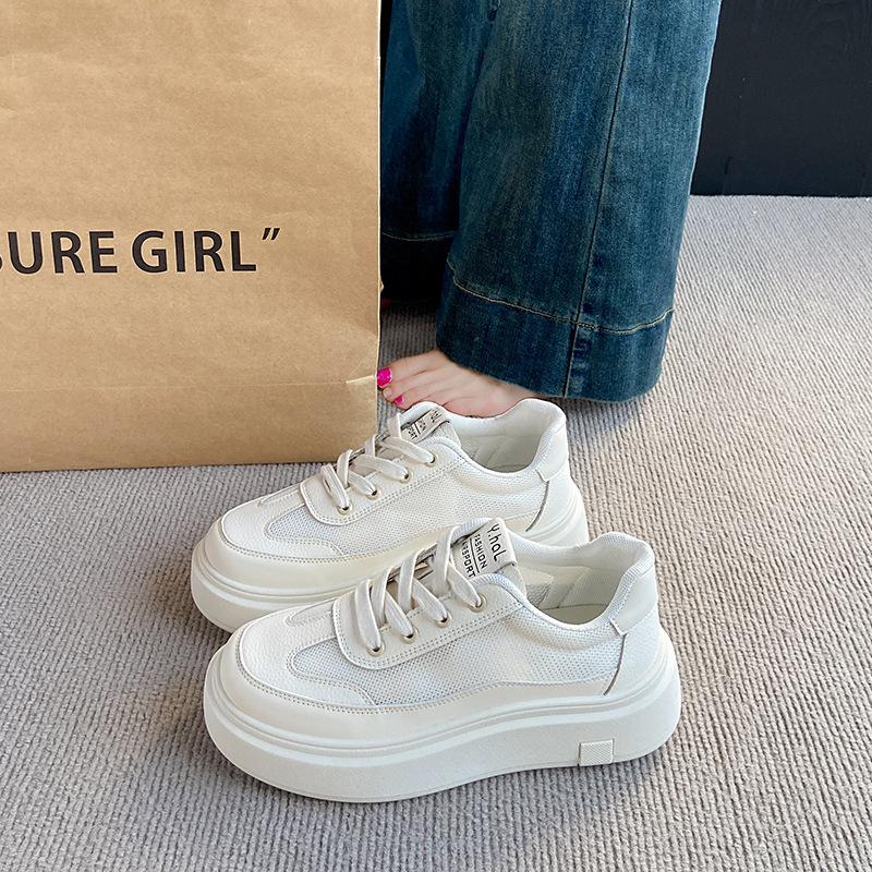 Versatile Breathable Little White Shoes 2025 Summer New Women's Shoes Shoes Popular Mesh Platform Casual Sports Shoes Board Shoes