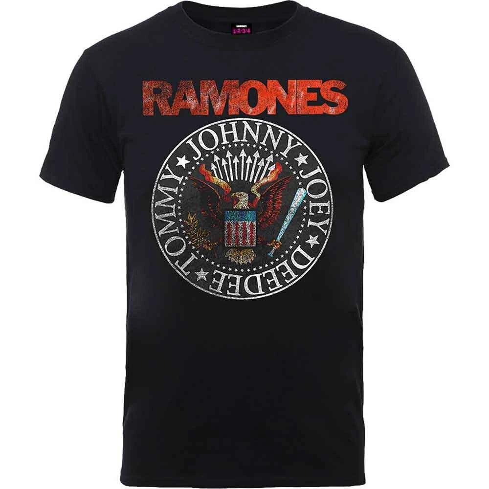 Rockoff Trade Men s Ramones Vintage Eagle Seal T-Shirt, Black, Large 4XL