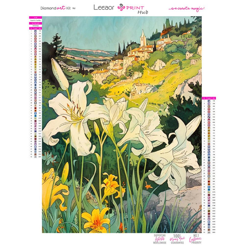 Flower 5D DIY Diamond Painting Landscape Diamond Embroidery Cross Stitch Set Full Round Diamond Mosaic Home Wall Decoration Gift