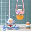 Large Capacity Cute Straw Plastic Cup 830ml Student Sports Kettle Gift Milk Tea Bucket Handle Outdoor Drinking Glass