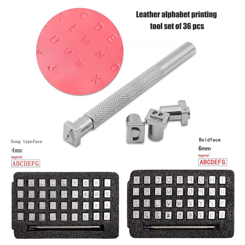Steel Alphabet Number Stamp Kit 36Pcs DIY Leather Seal Engraving Craft Tool Metal Printing Mold for Leather Craft
