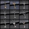 2 Colors Antique Silver Color Antique Bronze Color Vintage Key Pendant Necklace For Women Long Chain Metal Chain Necklace
