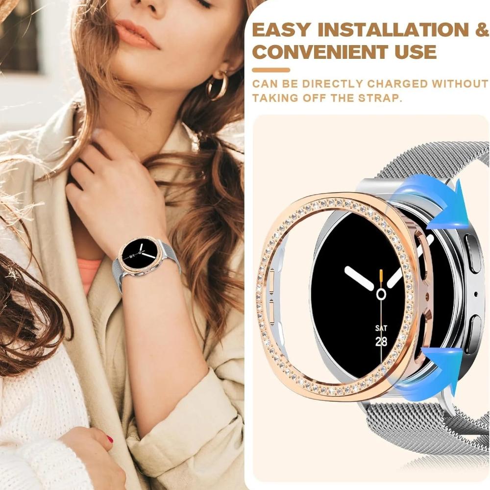 Bling Diamant Hülle für Samsung Galaxy Watch 8 40mm 44mm Zubehör Hohl PC Mauerwerk Schutz Stoßstangen Schale für galaxy watch 8 Abdeckung 46mm