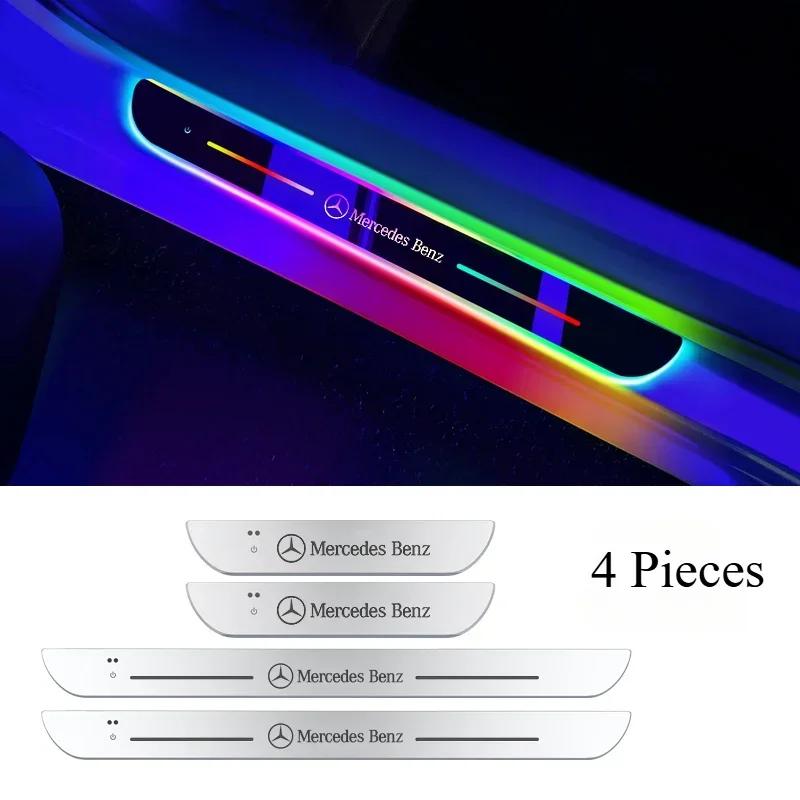 Car Sticker For Mercedes Benz W203 W204 W212 W213 W209 W214 W222 W218 W176 Car Door Sill Light LED Welcome Pedal Projector Thres