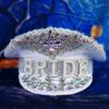 BRIDE Wedding Hat with Colorful Rhinestone Decor Stage Show Hat Military Hat Stage Performances Hat for Masquerade Party