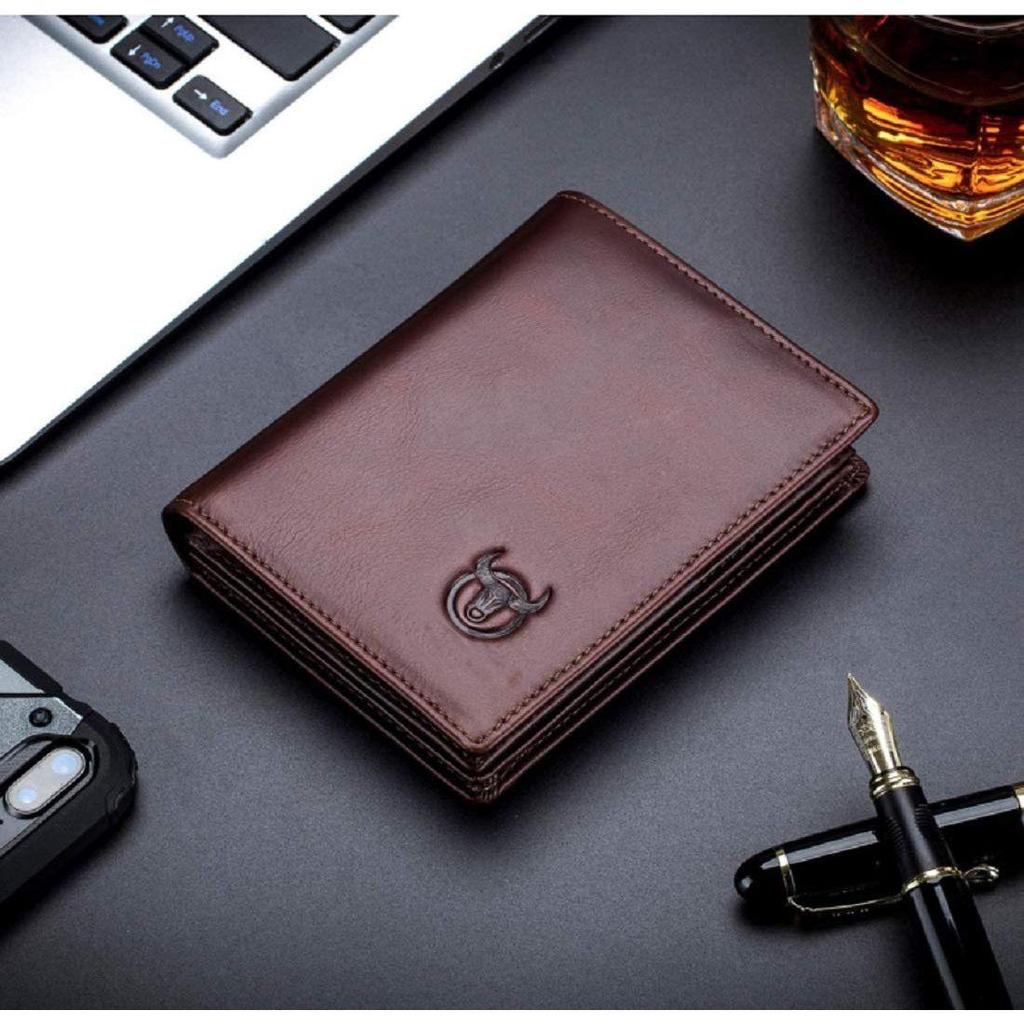 Genuine Leather Wallet | RFID Blocking Wallet for Men| 14 Card Slots, 1 ID Window | Large Capacity Can Hold Notes (Brown)