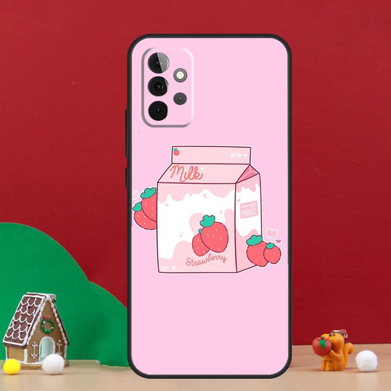 Kawaii Strawberry Milk Case For Samsung Galaxy A56 A33 A13 A36 A23 A52 A32 A12 A54 A34 A14 A16 A53 A15 A35 A55 A17