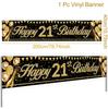 Gold Glitter Banner Happy Birthday Decoration 18 21 60 70 Years Old Birthday Party Banner Gold Black Birthday Decoration