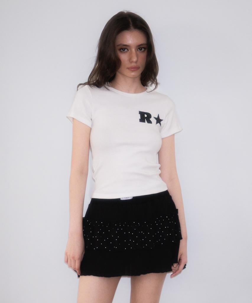 ROSEFRANTZ Cancan Frill Mini Skirt [Black]