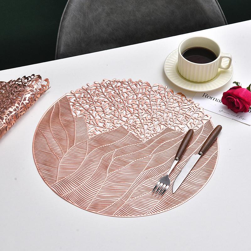 1pc Flower Round Placemat PVC Table Mats Heat Resistant Dining Table Decorative Mat Home Party Wedding Christmas Decoration