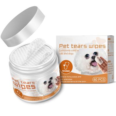 60 Pieces Of Cat And Dog Tear Decontamination Wipes White Eschar Agent Non Fragrant Mild Pet Tear Wipes 5ml