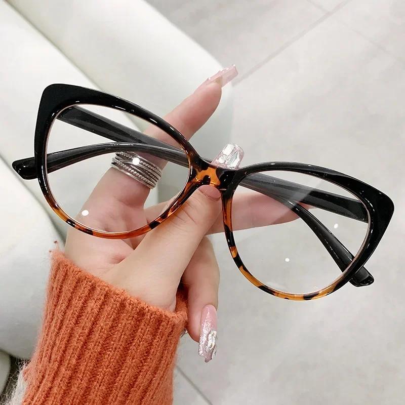 Cat Eye Optical Eyeglasses Frames for Women Anti Blue Light Fashion Eyewear Computer Glasses Plain Glass Spectacles