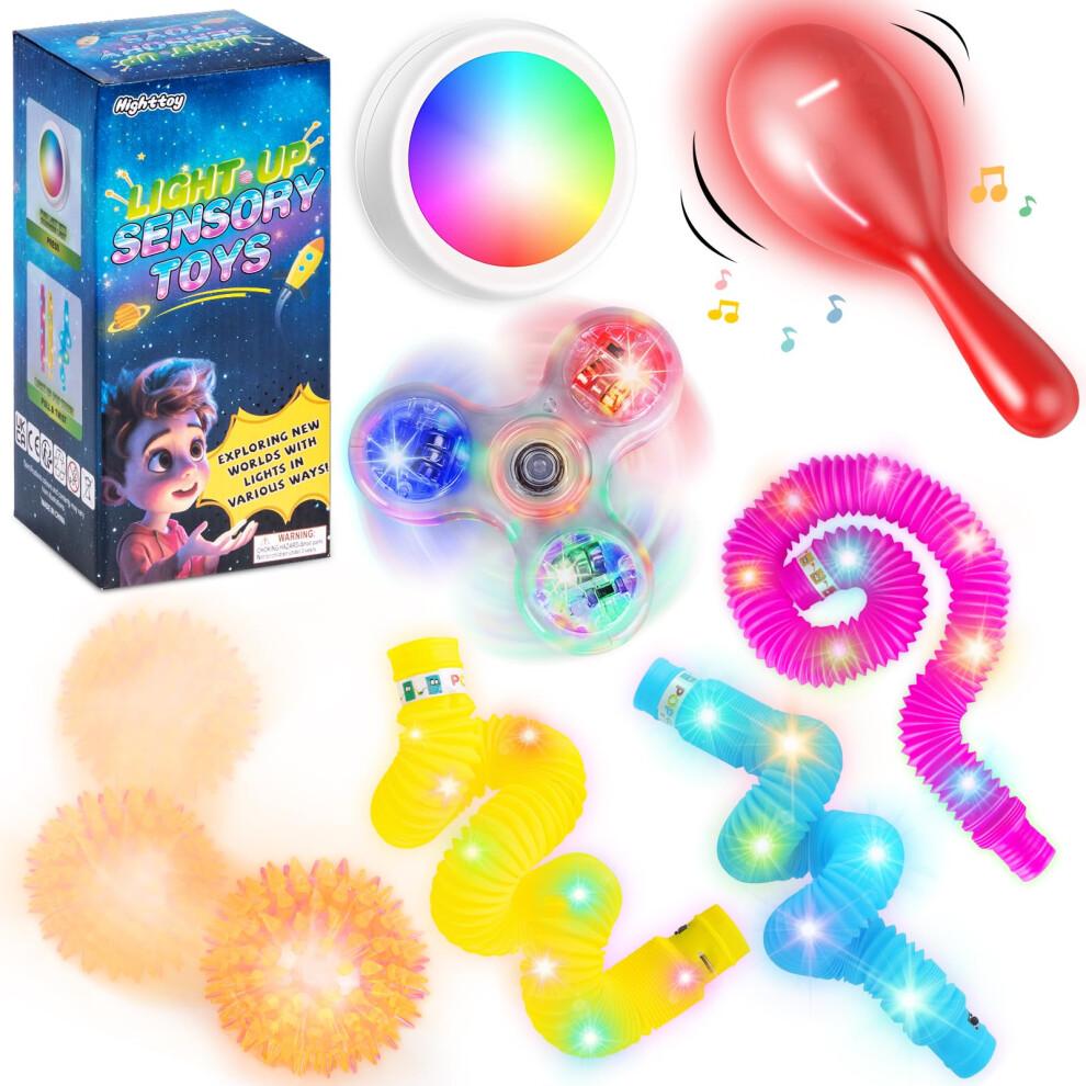 Highttoy Light Up Sensory Toys, Sensory Toys for Autism, 7PCS Light Up Toys, Sensory lights, Gifts for 4 5 6 7 8 Year Old Kids, Party Favors Stress R