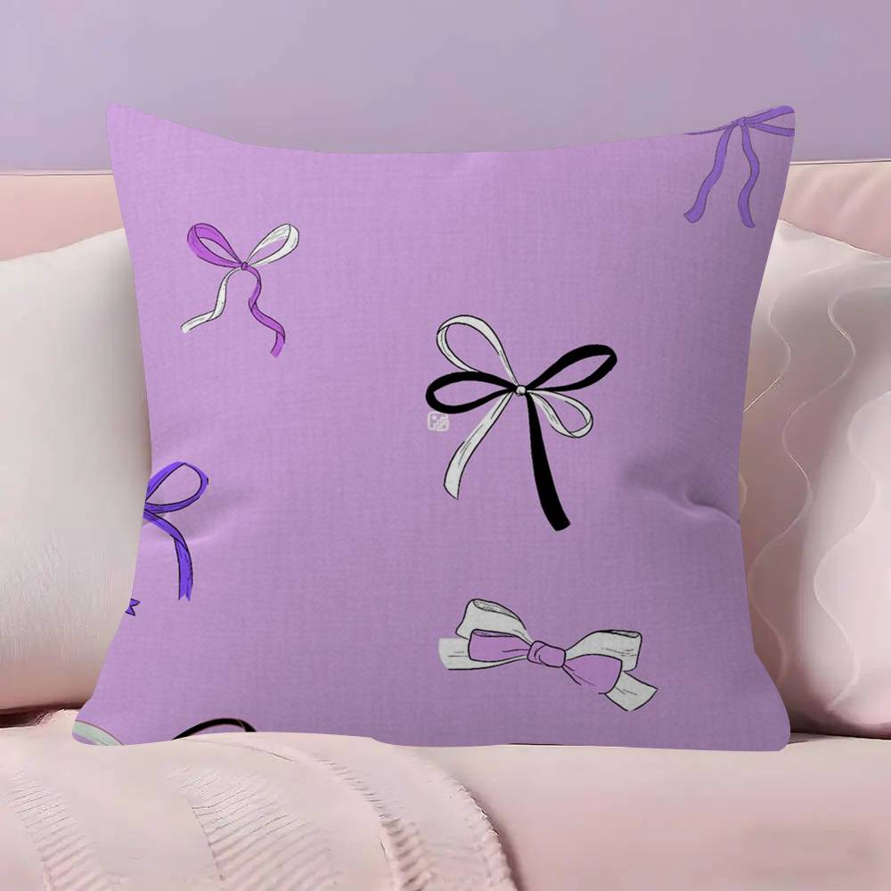 BEAUTY Purple Bow  Personalized Pillow Dust Cover Bedroom Kids Party Decoration Pillowcase Birthday Children Gift
