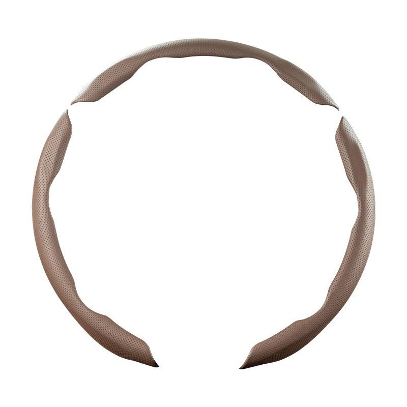 Universal Car Steering Wheel Cover PU Leather Anti-Slip Breathable Fit 38cm Diameter D-Shape Round Style