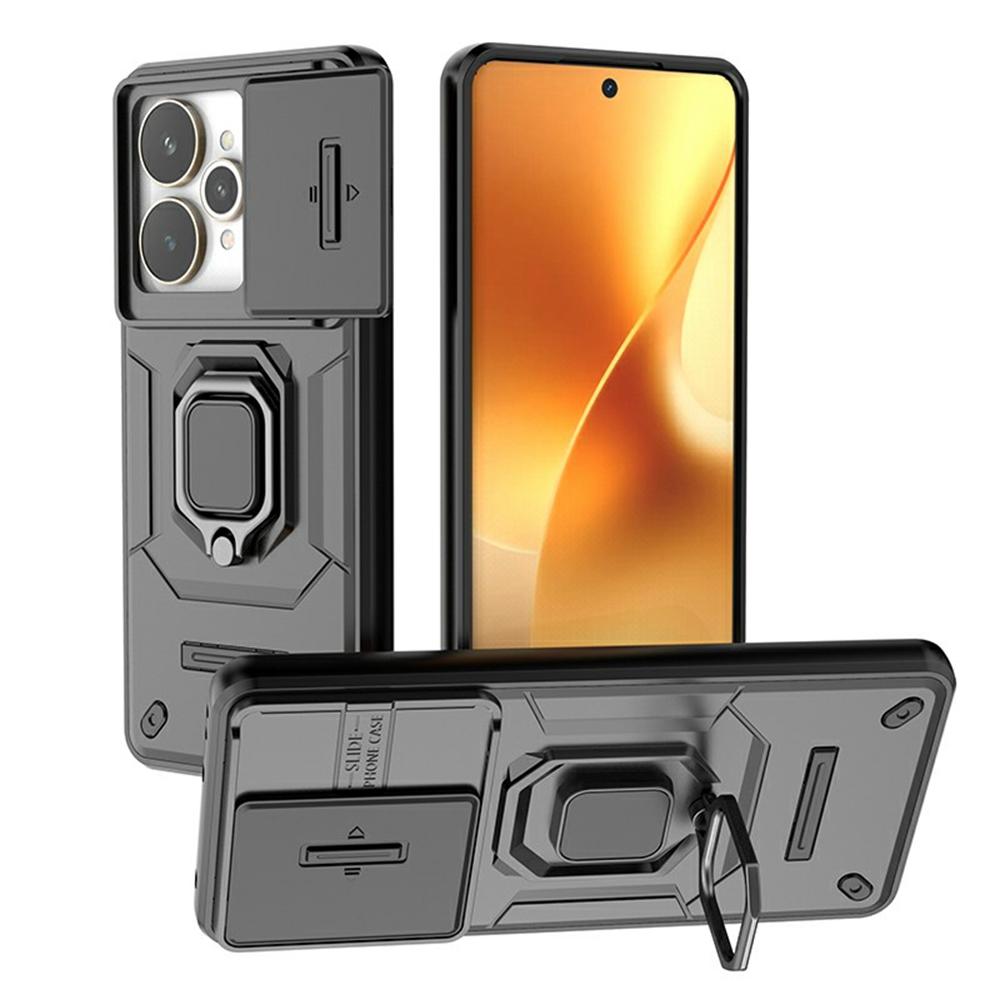 For Realme 15 5G Case PC+TPU Kickstand Phone Protector with Lens Cover