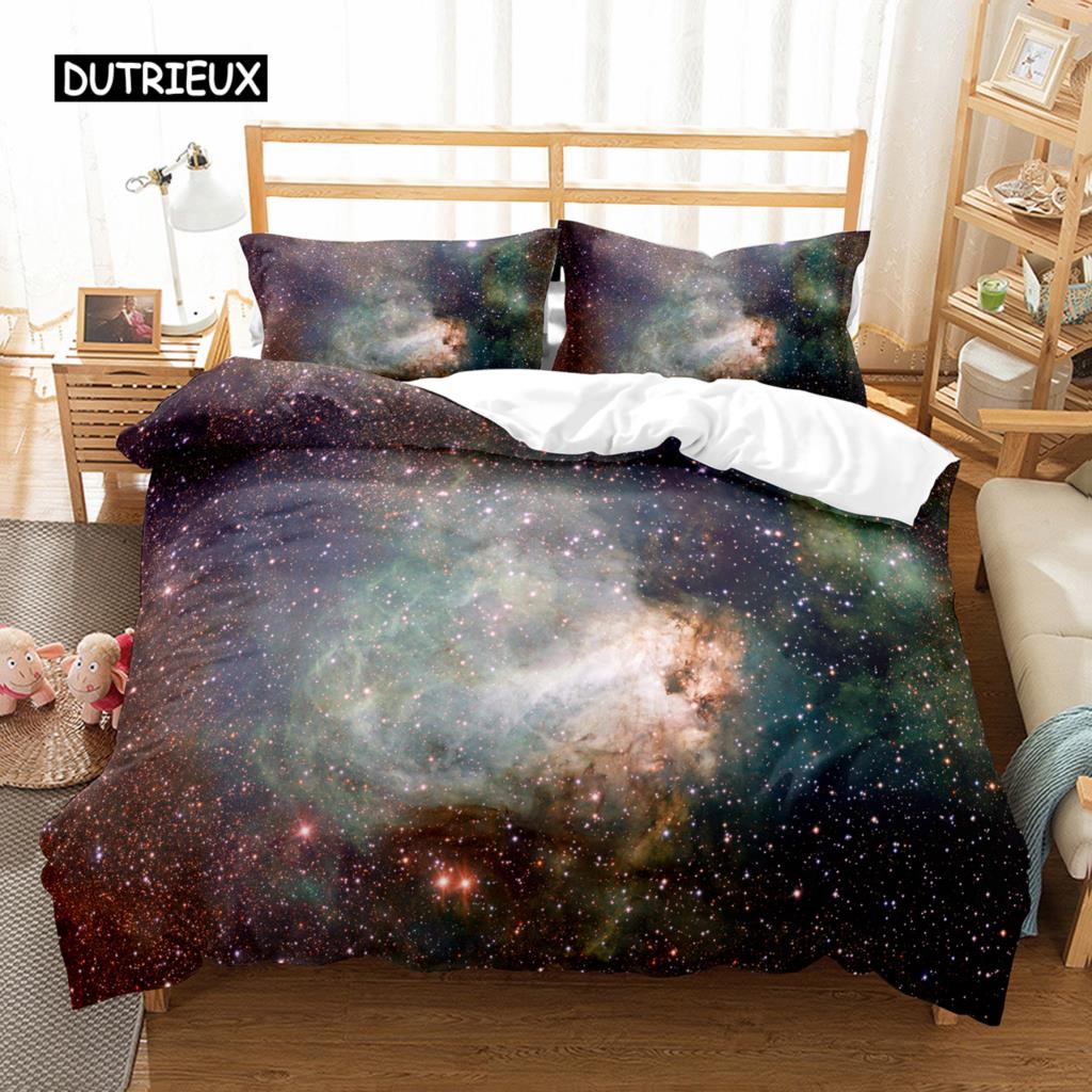 Hubble Image King Queen Duvet Cover Vast Starry Sky Bedding Set Bright Universe Landscape Quilt Cover Polyester Comforter Cover