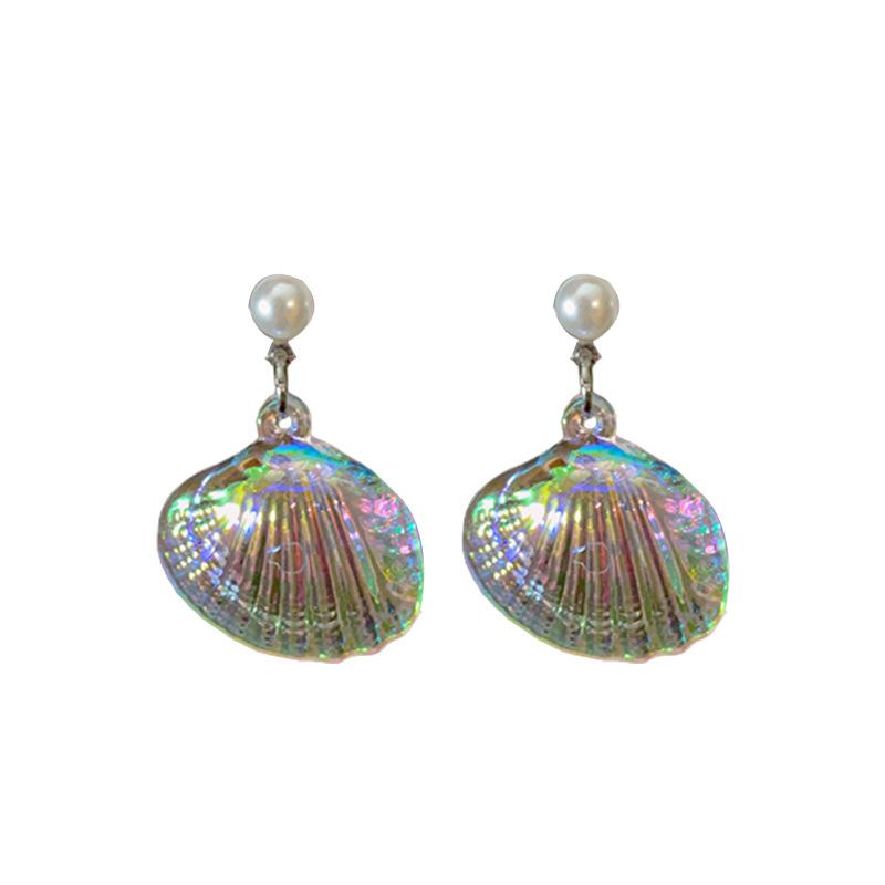 Silver needle mermaid ji shell pearl earrings ins fashion high-end stud earrings niche sweet temperament earrings