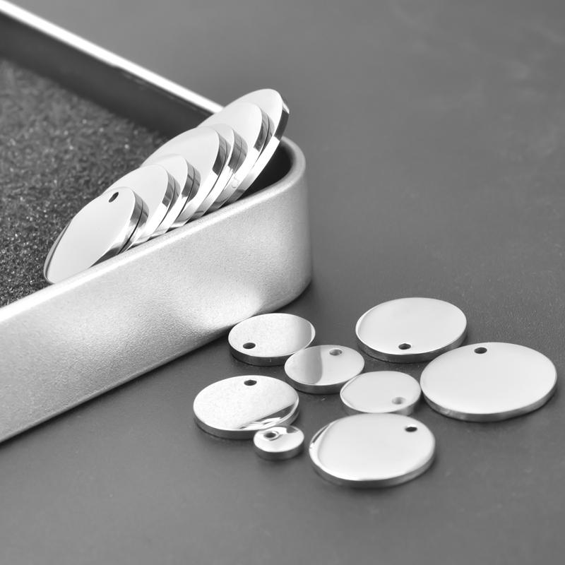 10pcs Round Blank Tag Charm Stainless Steel Pendant Charms For Jewelry Making DIY Supplies Material Silver Color 6-30mm Findings